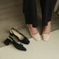 Rynn Bow Slingback Heels (Beige)