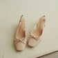 Rynn Bow Slingback Heels (Beige)
