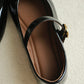 Nori Glossy Mary Jane Flats (Black)