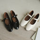 Nori Glossy Mary Jane Flats (Cream White)