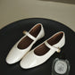 Nori Glossy Mary Jane Flats (Cream White)