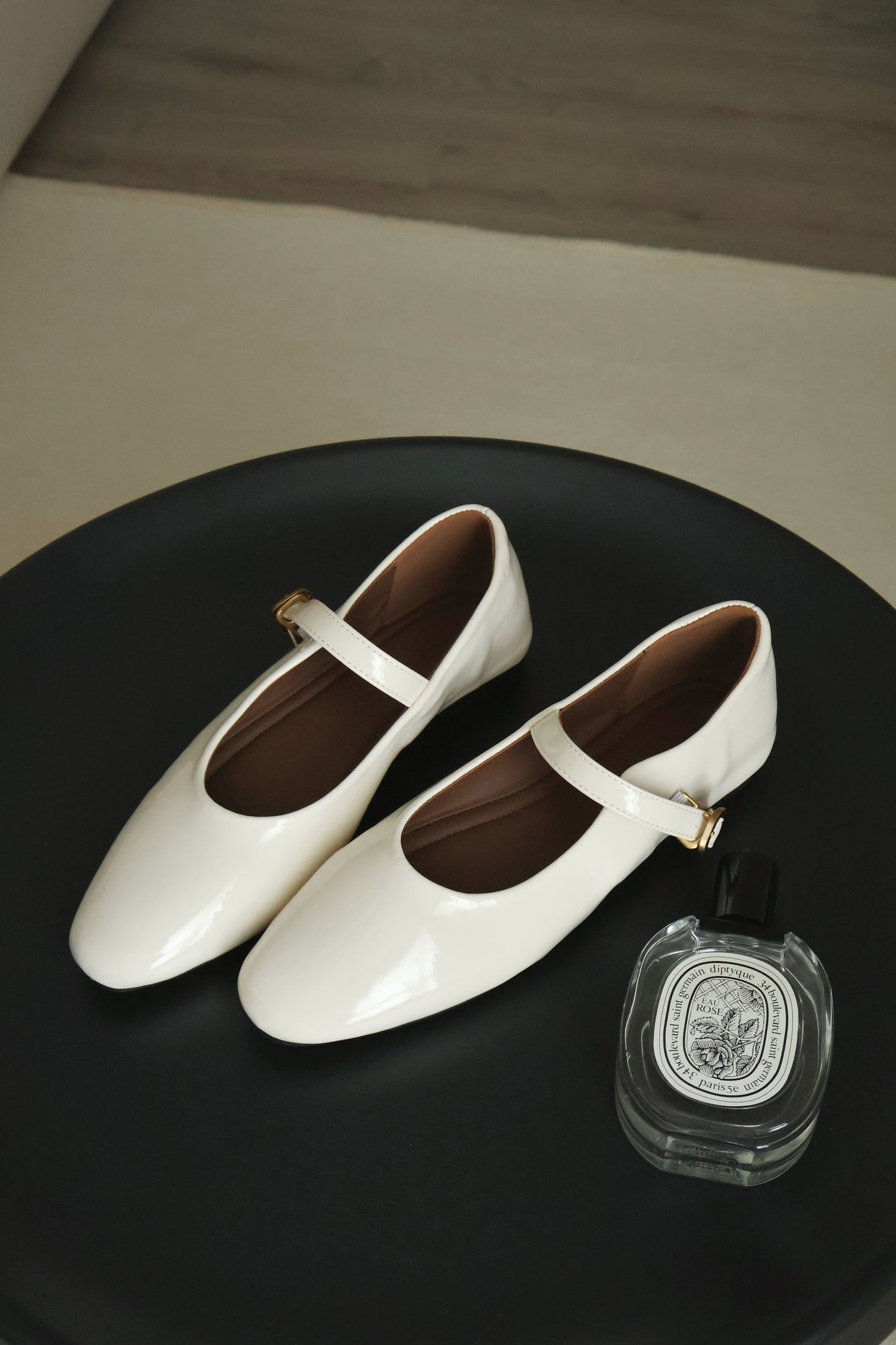 Nori Glossy Mary Jane Flats (Cream White)