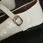 Nori Glossy Mary Jane Flats (Cream White)