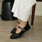 Nori Glossy Mary Jane Flats (Black)