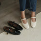 Nori Glossy Mary Jane Flats (Cream White)