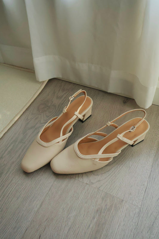 Orianna Slingback Heels (Cream White)