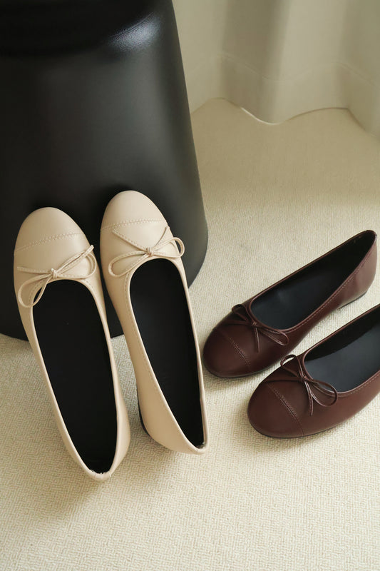 Madie Bow Ballet Flats (Cream White)