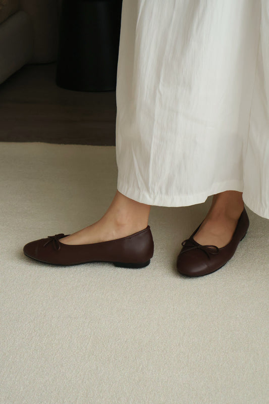 Madie Bow Ballet Flats (Coffee)