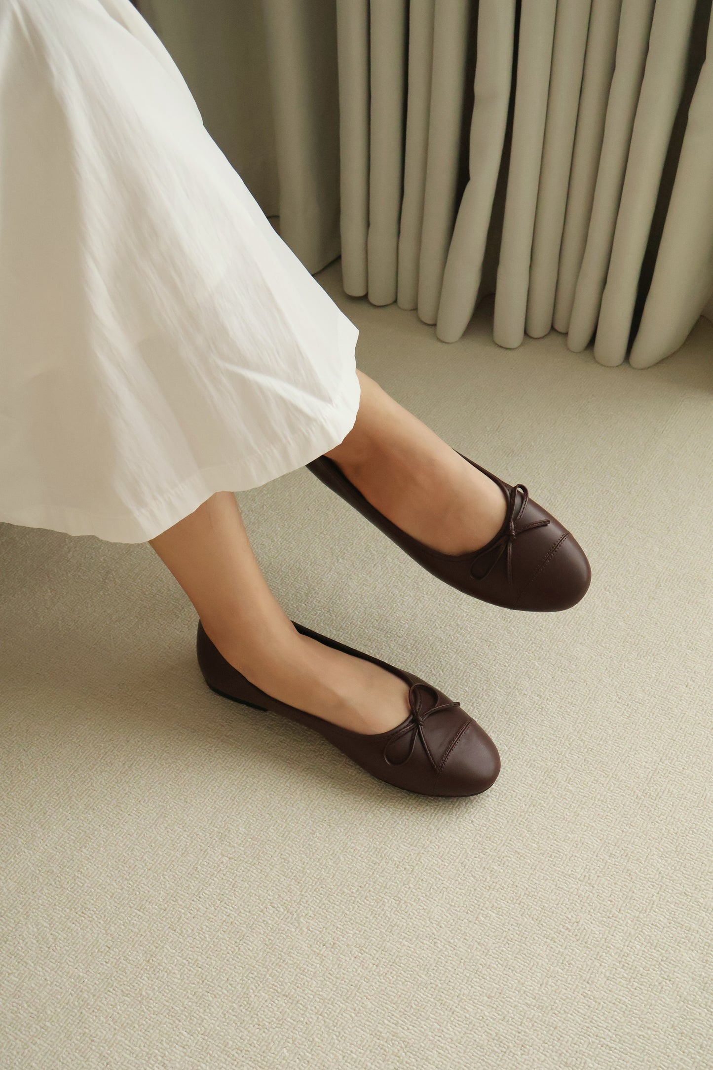 Madie Bow Ballet Flats (Coffee)