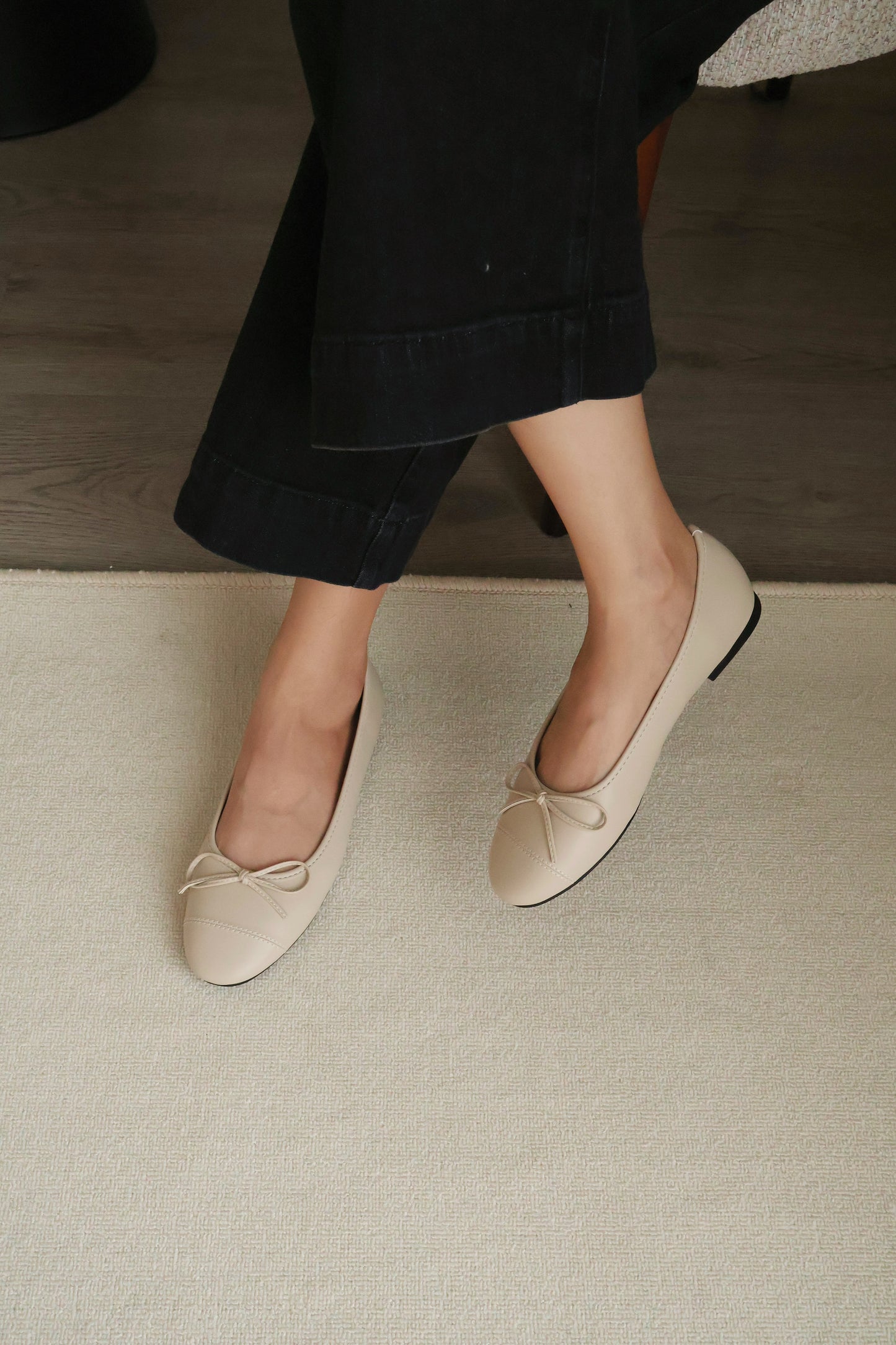 Madie Bow Ballet Flats (Cream White)