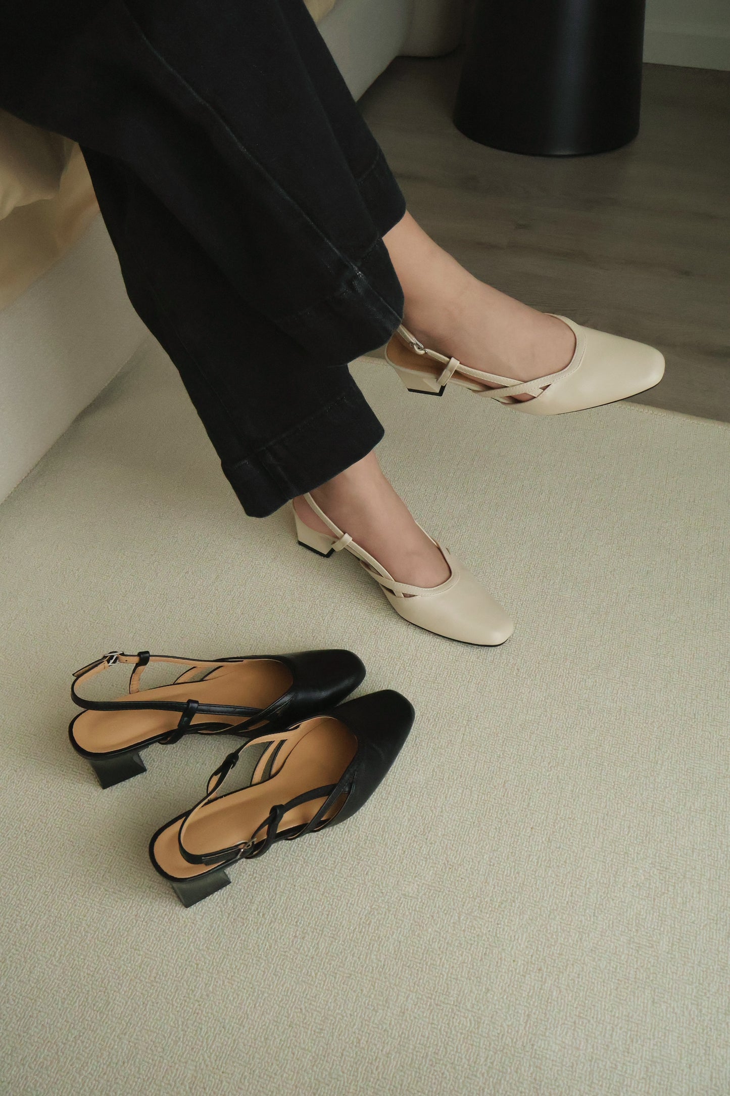 Orianna Slingback Heels (Cream White)
