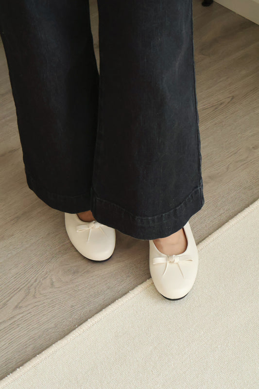 Verrin Pleated Bowknot Flats (Apricot)