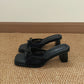 Aubree Bow Mesh Comfy Heels (Black)