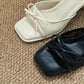 Aubree Bow Mesh Comfy Heels (Black)