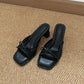 Aubree Bow Mesh Comfy Heels (Black)