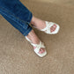Daniella Cute Bow Comfy Sandals (Cream)