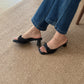 Aubree Bow Mesh Comfy Heels (Black)