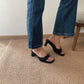 Aubree Bow Mesh Comfy Heels (Black)