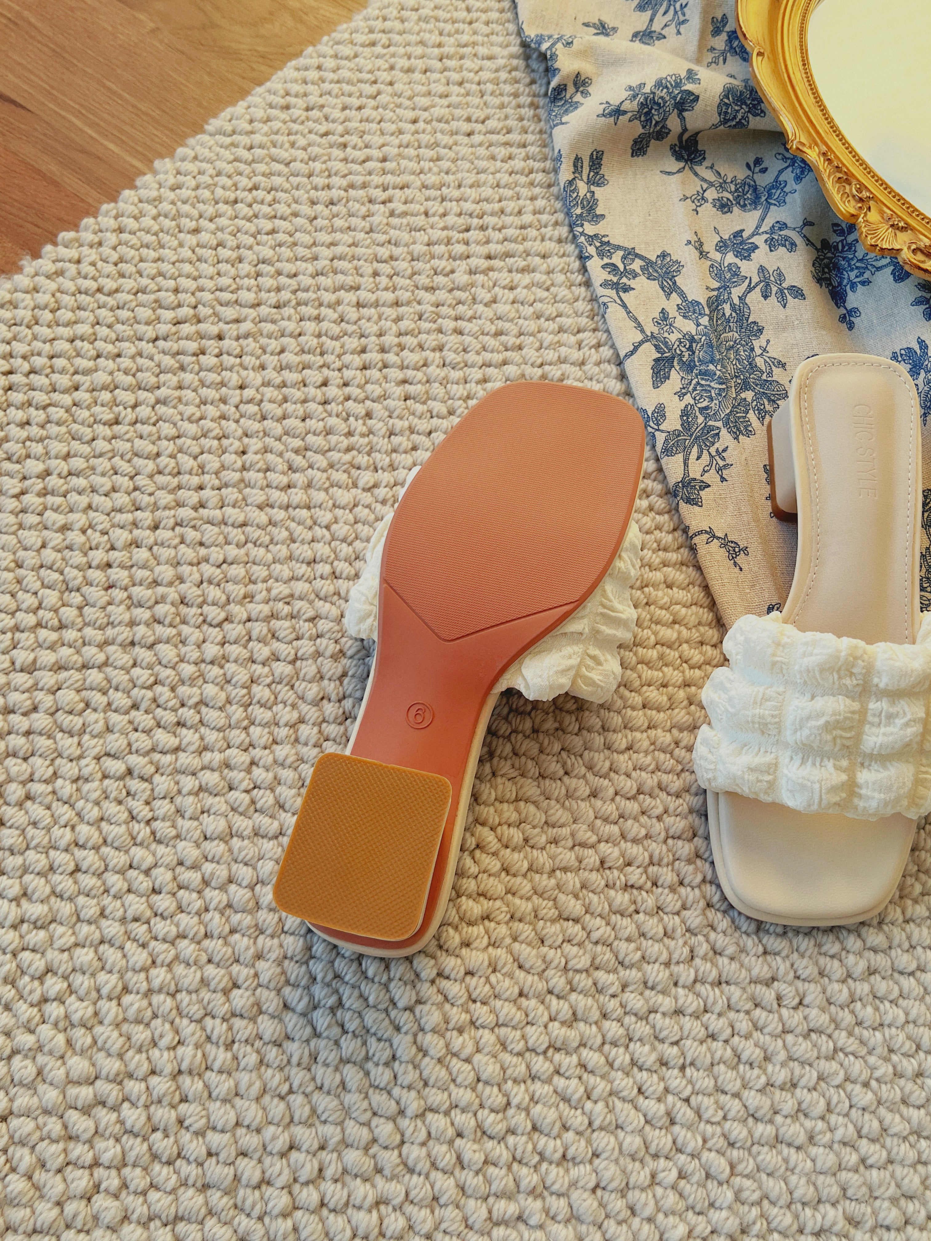 Cream discount quilted sandals