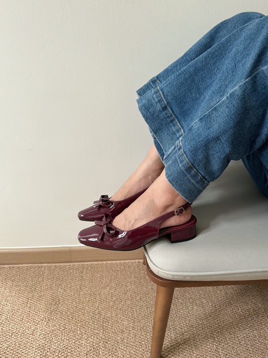 Vianna French Bow Heels (Maroon)