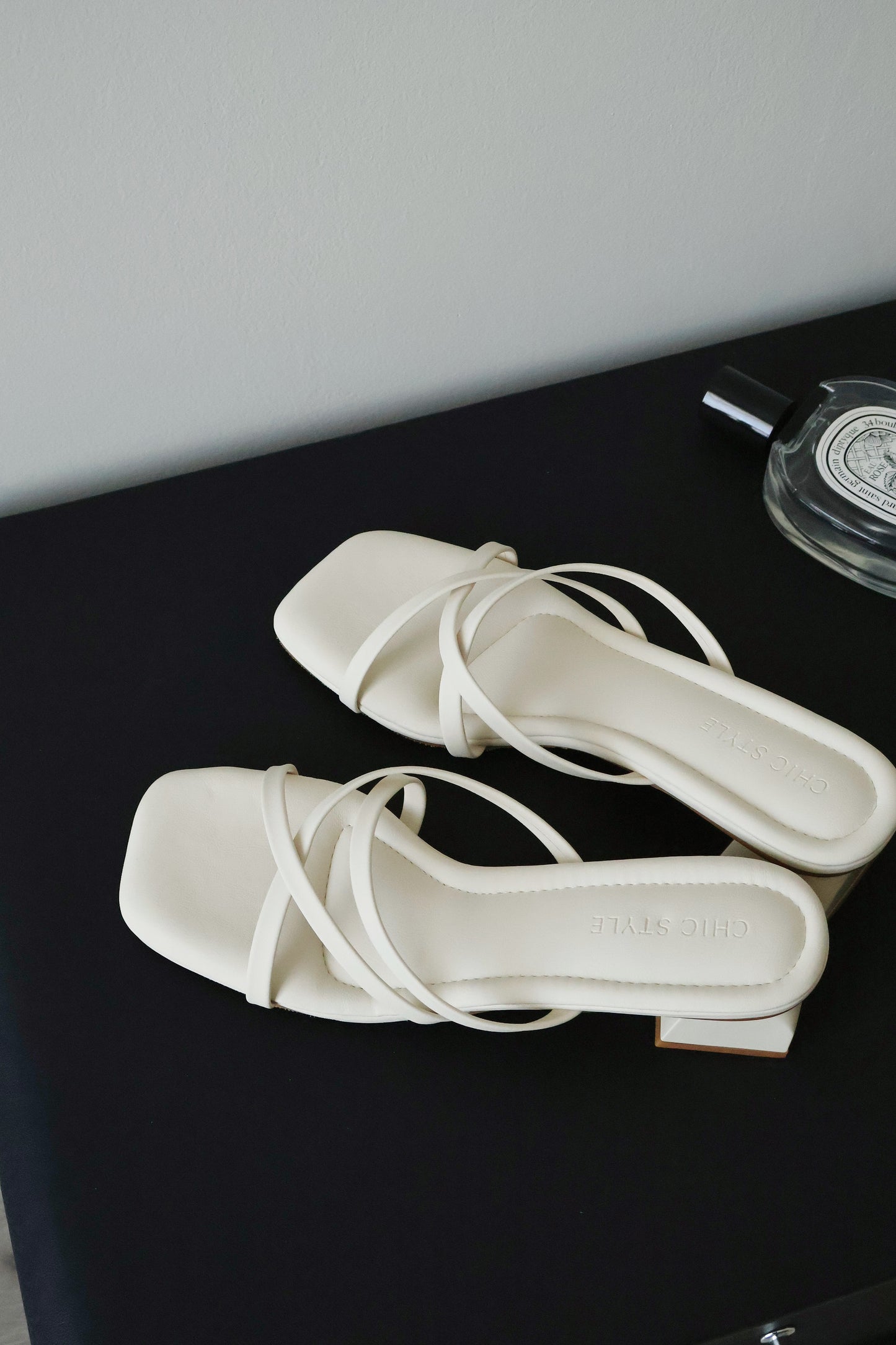 Della Strappy Block Heels (Cream White)