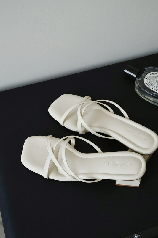 Della Strappy Block Heels (Cream White)