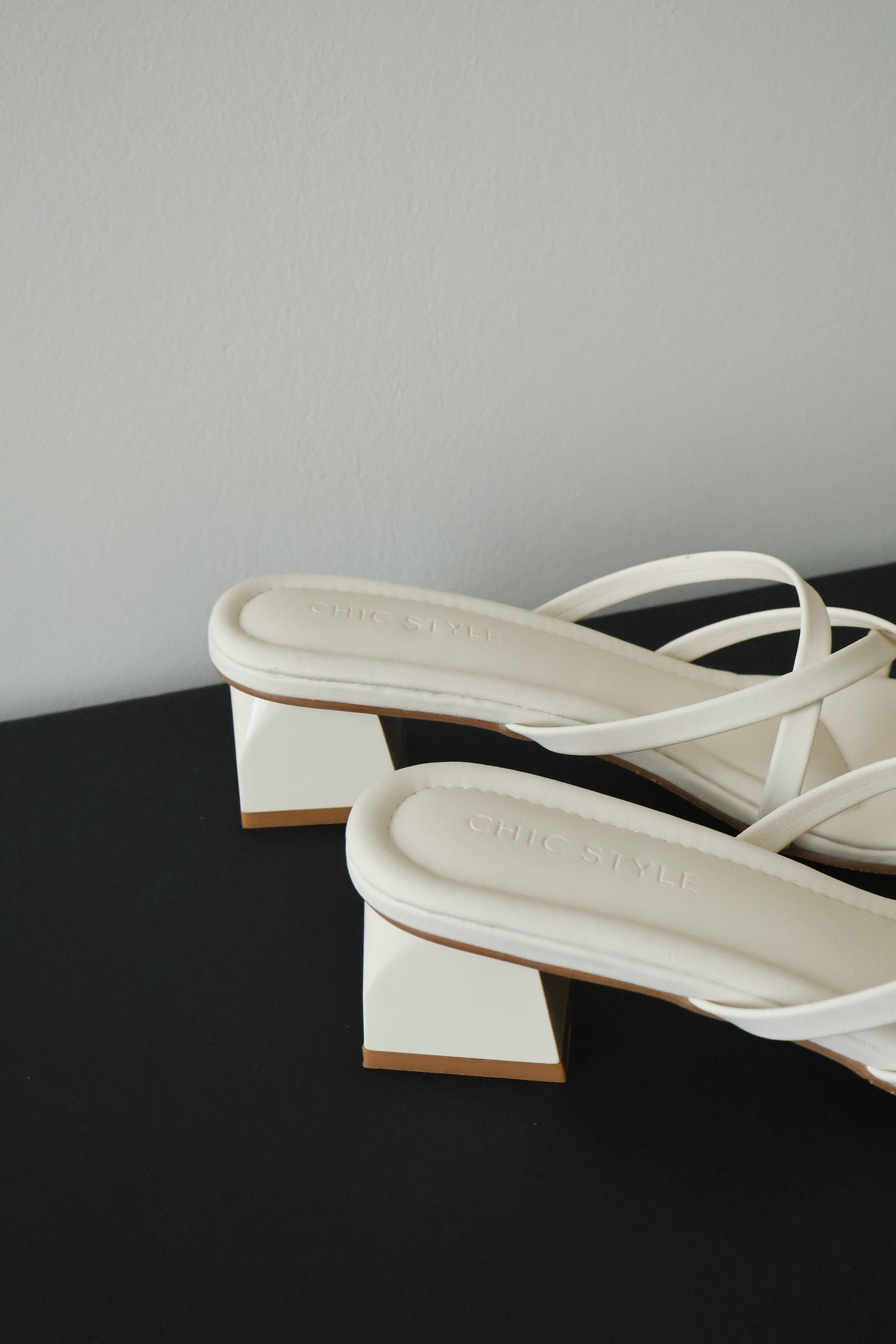 Della Strappy Block Heels (Cream White)