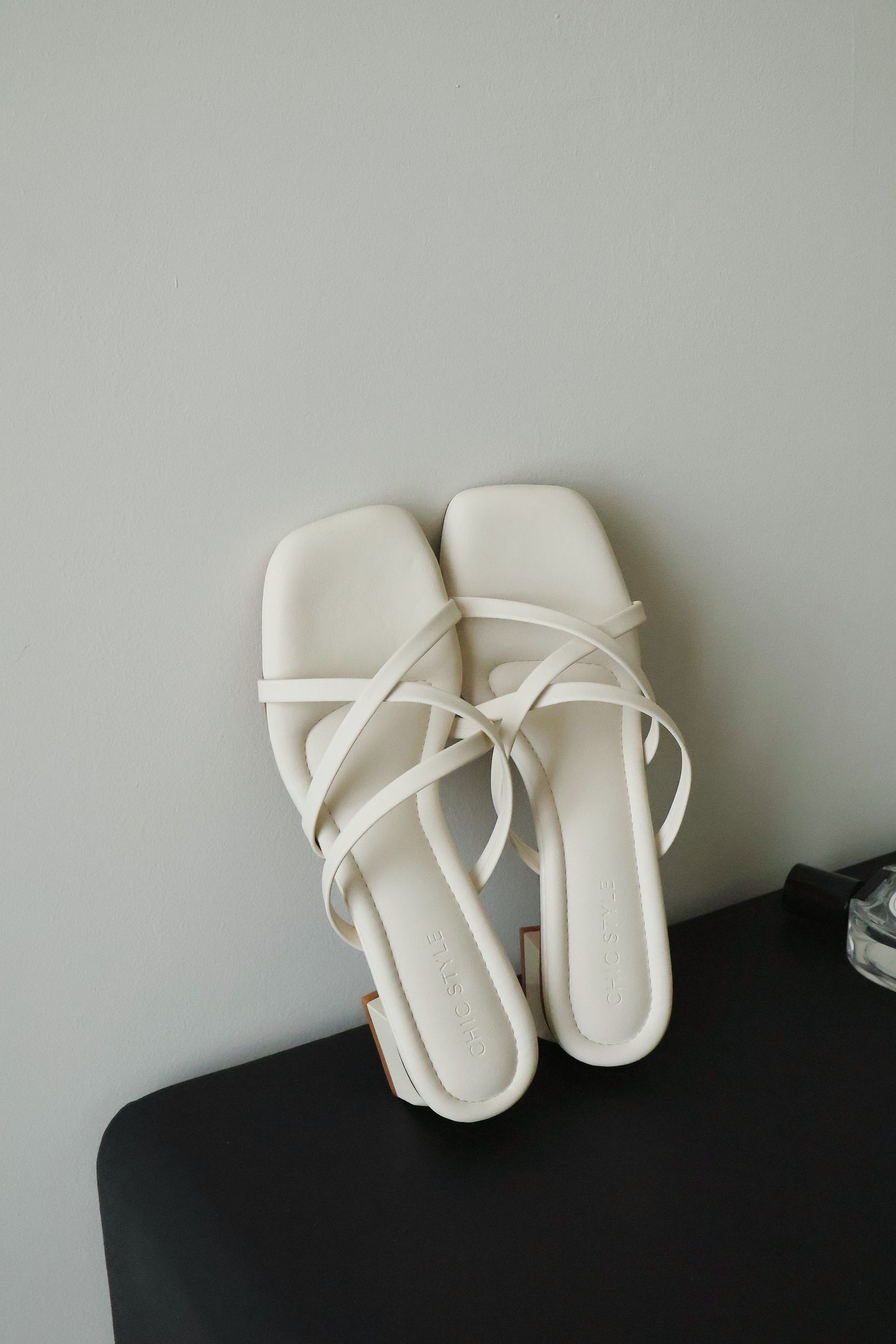 Della Strappy Block Heels (Cream White)