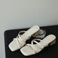Della Strappy Block Heels (Cream White)