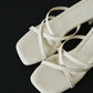 Della Strappy Block Heels (Cream White)