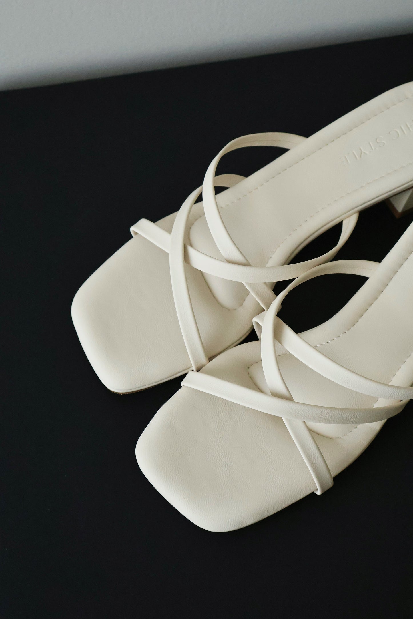 Della Strappy Block Heels (Cream White)