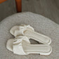 (Preorder) Faye Ruched Low Heel Sandals (Cream White)