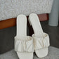 (Preorder) Faye Ruched Low Heel Sandals (Cream White)