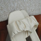 (Preorder) Faye Ruched Low Heel Sandals (Cream White)