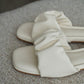 (Preorder) Faye Ruched Low Heel Sandals (Cream White)