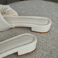 (Preorder) Faye Ruched Low Heel Sandals (Cream White)