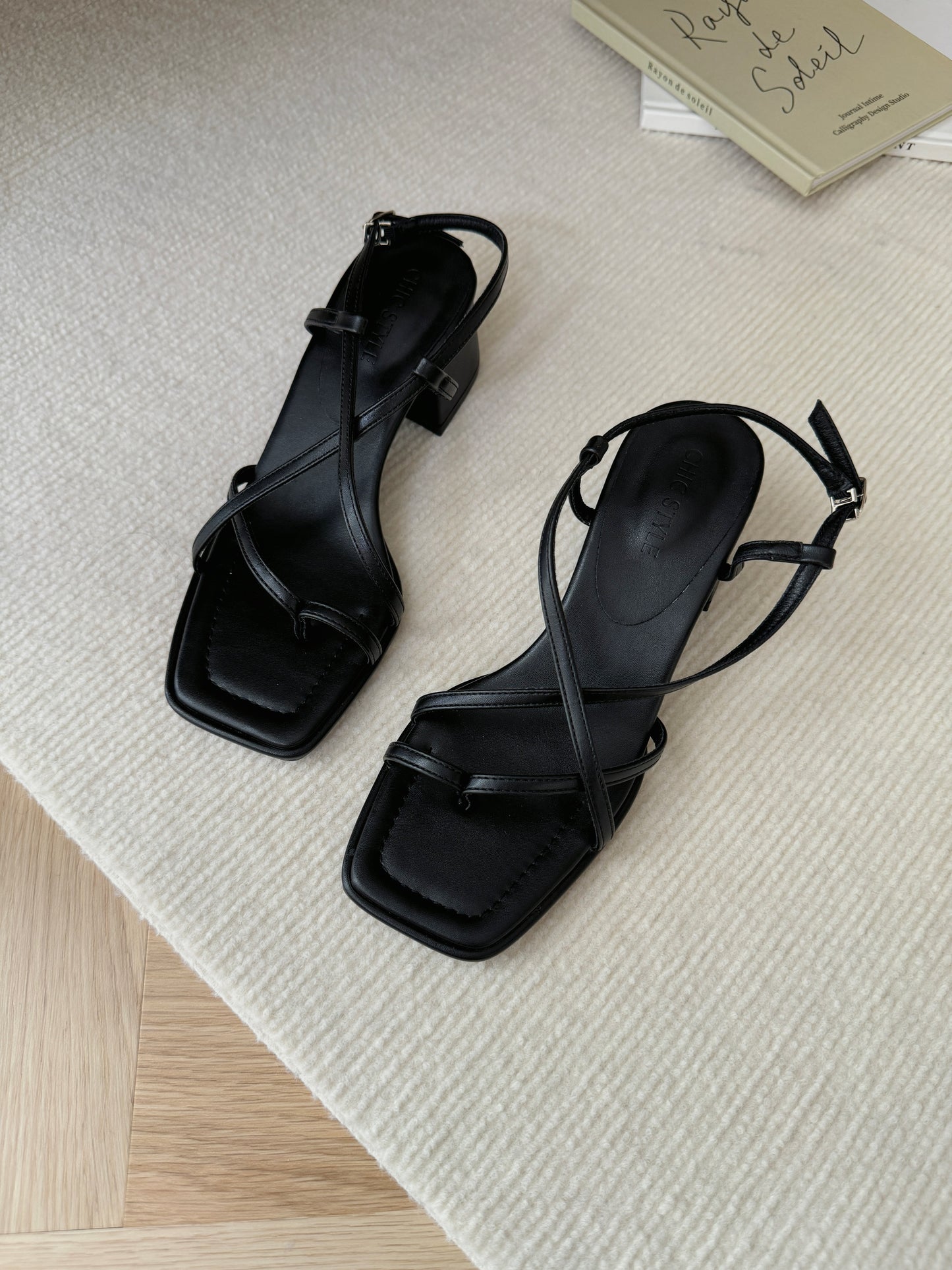 Ciera Strappy Buckle Heels (Black)