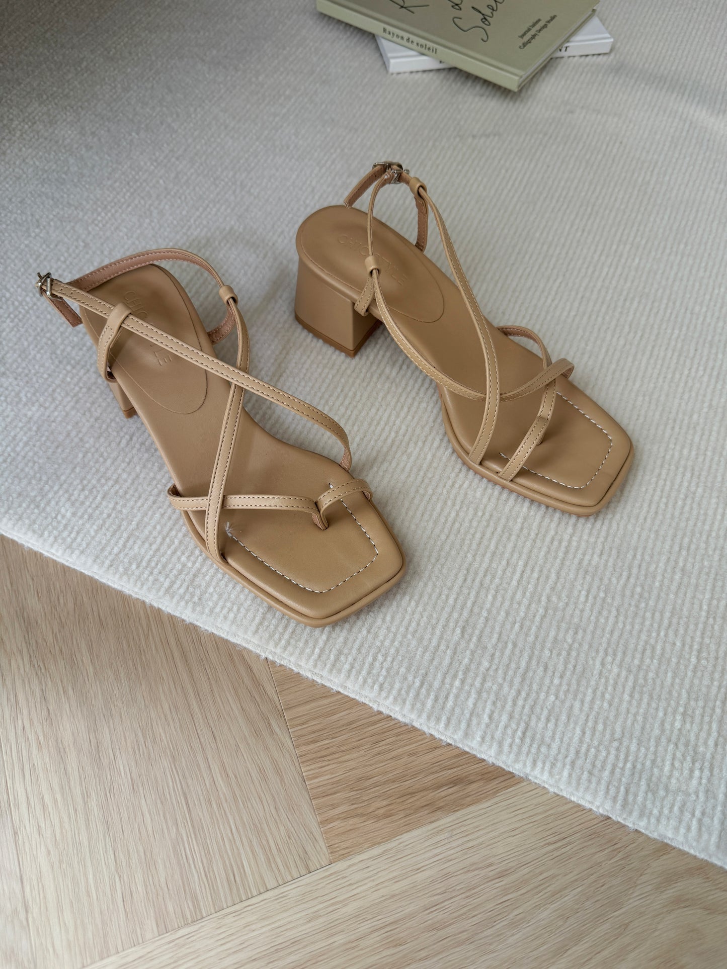 Ciera Strappy Buckle Heels (Khaki)