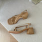 Ciera Strappy Buckle Heels (Khaki)