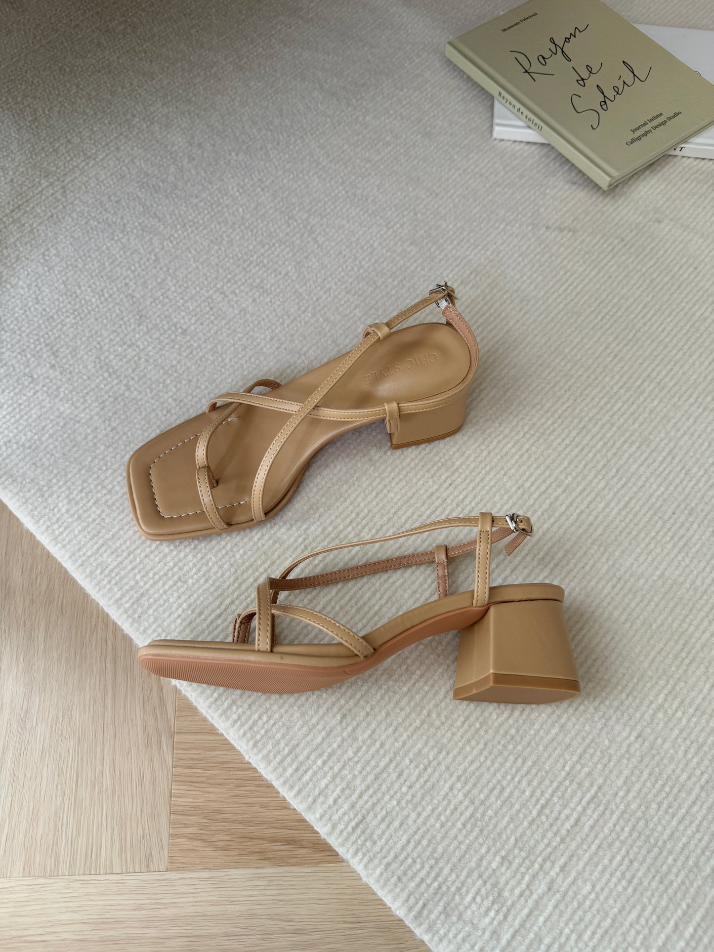 Ciera Strappy Buckle Heels (Khaki)