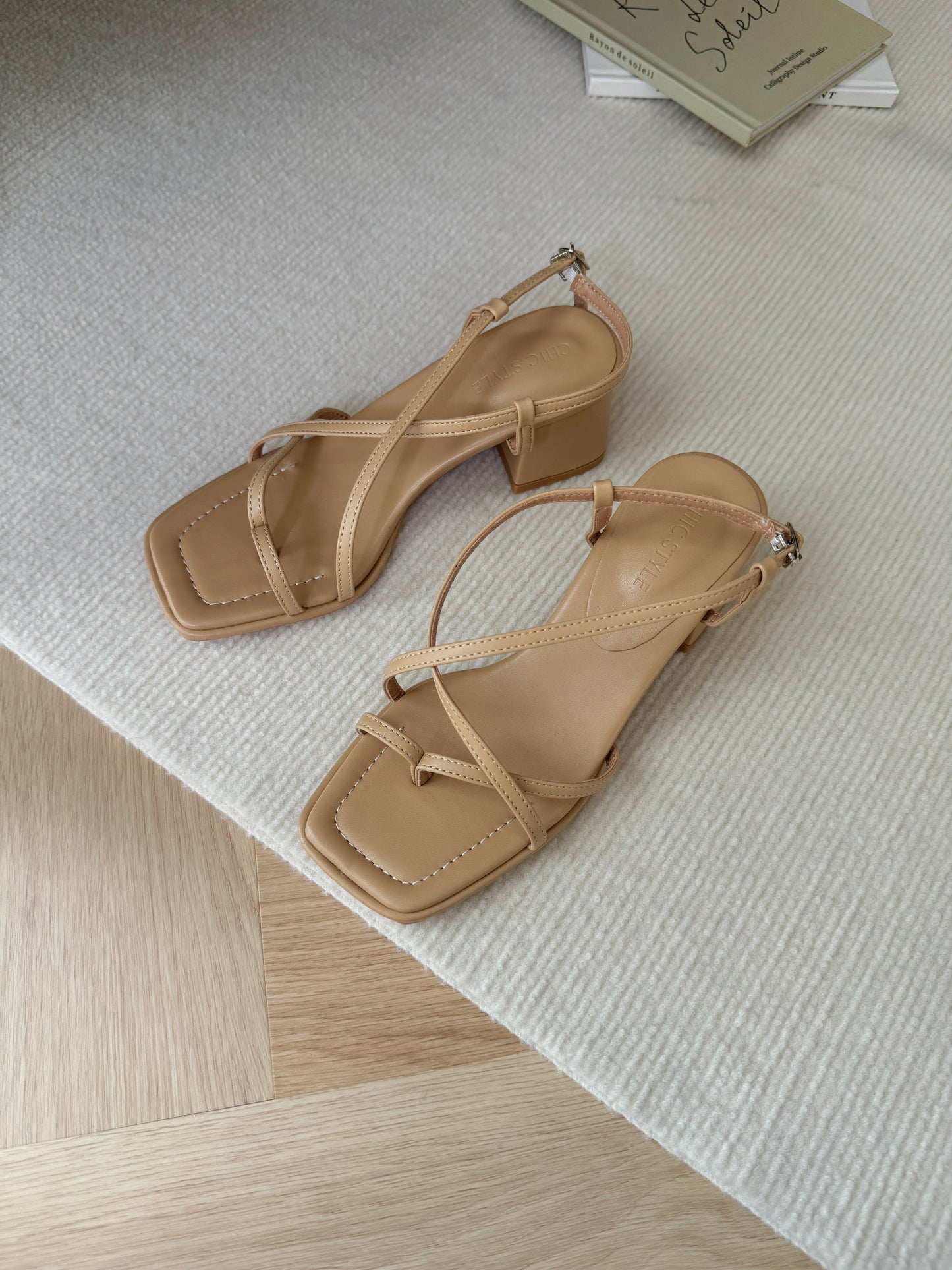 Ciera Strappy Buckle Heels (Khaki)