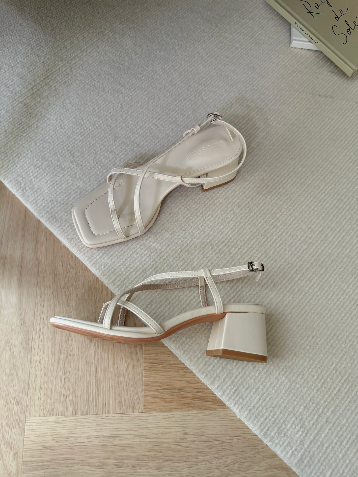 Ciera Strappy Buckle Heels (CreamWhite)