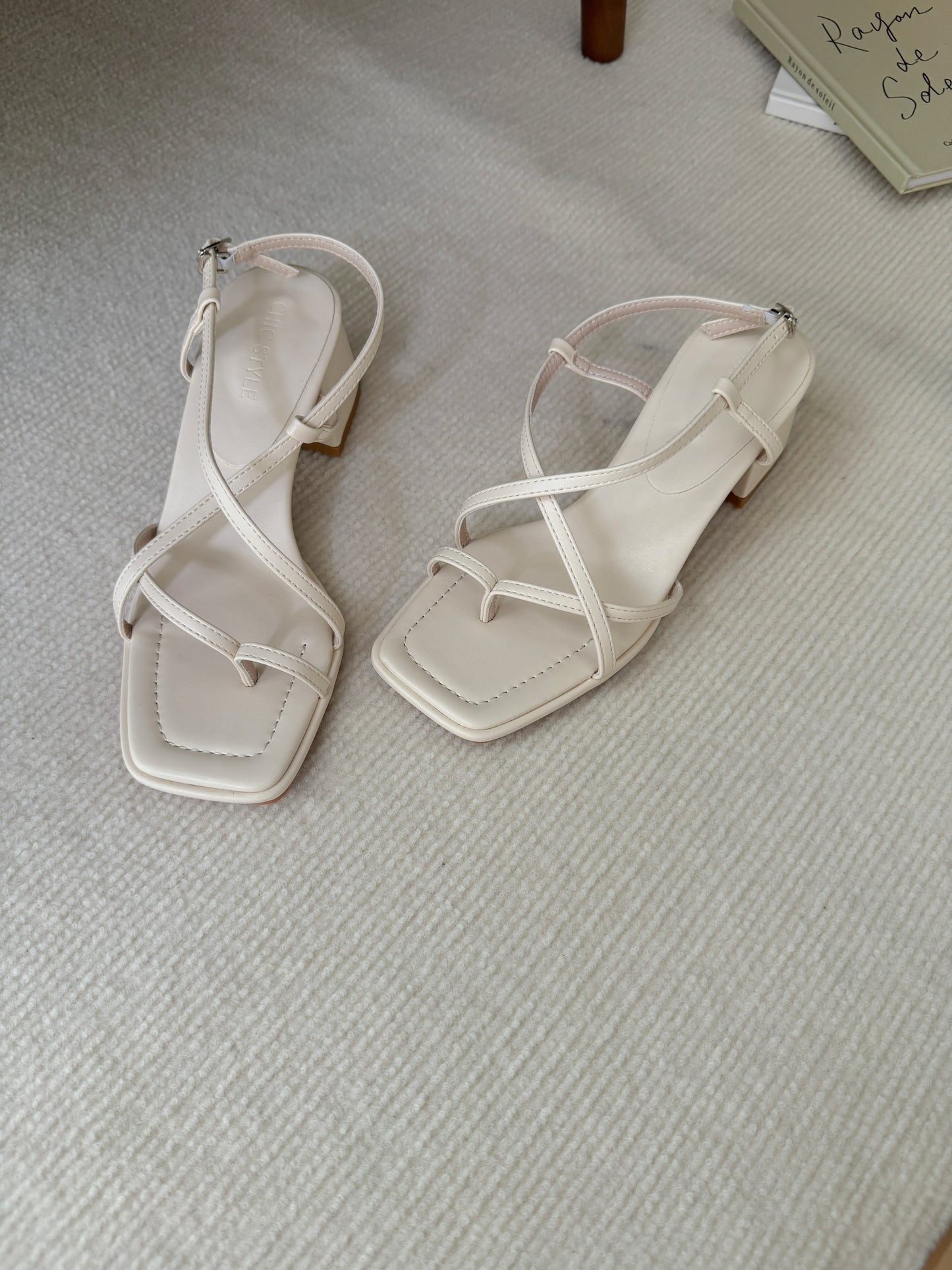 Ciera Strappy Buckle Heels (CreamWhite)