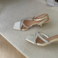 Juvenna Cross Rhinestone Strappy Heels (Champagne)