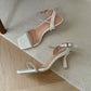 Zenia Rhinestone Strappy Heels (White)