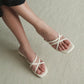 Della Strappy Block Heels (Cream White)