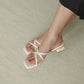 Della Strappy Block Heels (Cream White)