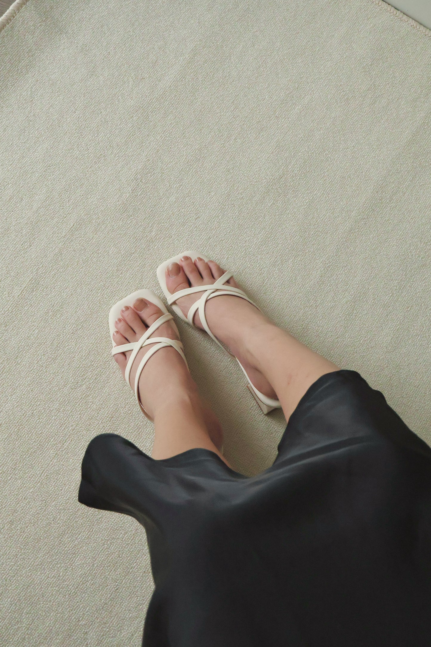 Della Strappy Block Heels (Cream White)
