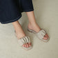 Faye Ruched Low Heel Sandals (Greige)