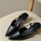 Zyra Pointy Slingback Heels (Black)
